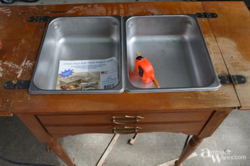 Here's an Awesome Old Sewing Machine Table Idea! DIY it into a Food and Beverage Station! ~ AmbientWares.com