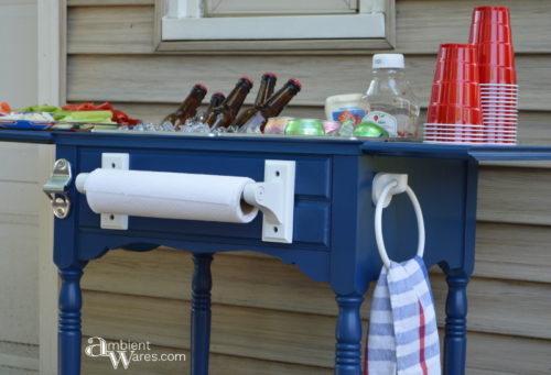 Here's an Awesome Old Sewing Machine Table Idea! DIY it into a Food and Beverage Station! ~ AmbientWares.com