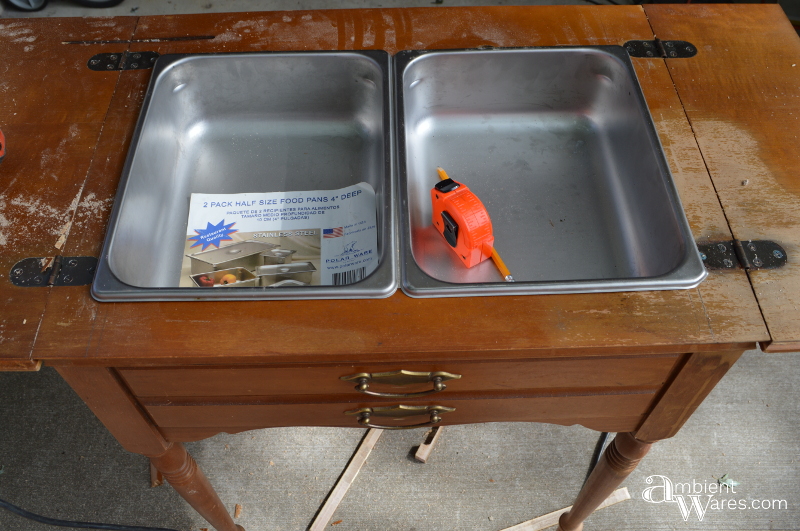 Here's an Awesome Old Sewing Machine Table Idea! DIY it into a Food and Beverage Station! ~ AmbientWares.com