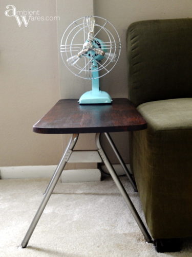 Look at what an old mid-century rusty table top fan can be turned into! A beautiful piece of Industrial Home Decor. For this and more unique ideas, visit AmbientWares.com #fanlamp #uniqueproject #vintagestylelight #rustyfan