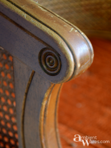 Refurbished Upholstered Cane Back Barrel Chair. For this and more project ideas, visit AmbientWares.com