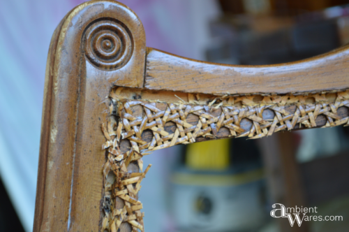 Refurbished Upholstered Cane Back Barrel Chair. For this and more project ideas, visit AmbientWares.com