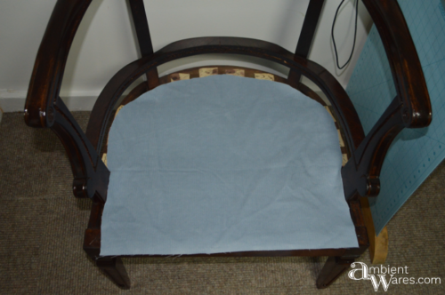 Refurbished Upholstered Cane Back Barrel Chair. For this and more project ideas, visit AmbientWares.com