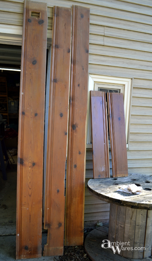 Large pieces of wanscoting used to make the frame