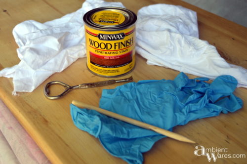 Staining the top with MINWAX RED OAK by AmbientWares.com