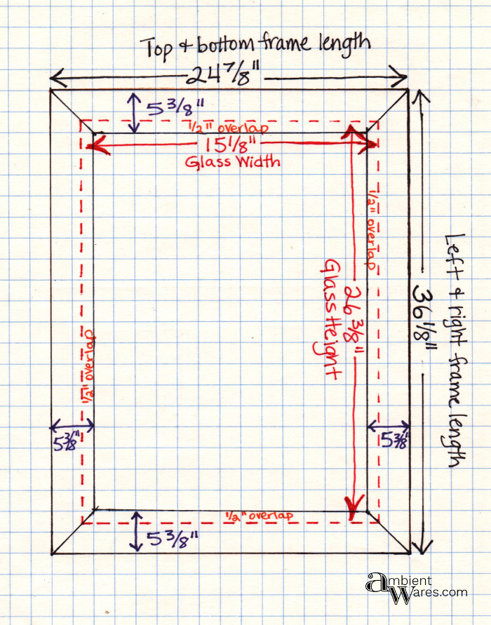 Drawing of measurements used to make the DIY frame