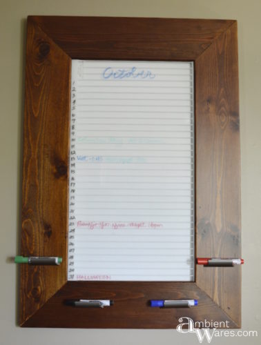 Finished DIY dry erase board