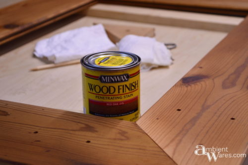 Staining the frame with Minwax Red Oak