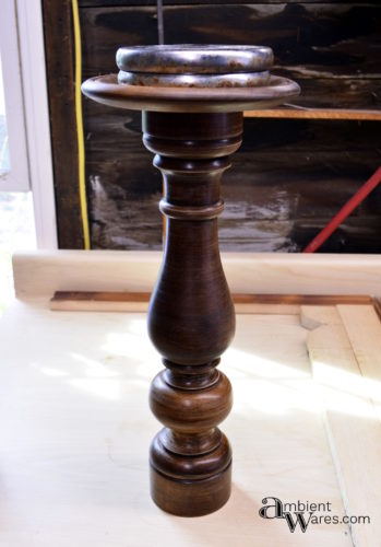 Easy to make DIY Wooden Pedestal from an Old Stand Up Table Lamp. For this and more unique ideas, visit AmbientWares.com