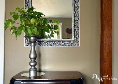 Easy to make DIY Wooden Pedestal from an Old Stand Up Table Lamp. For this and more unique ideas, visit AmbientWares.com