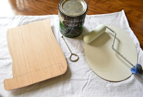 Painting the plywood with chalkboard paint