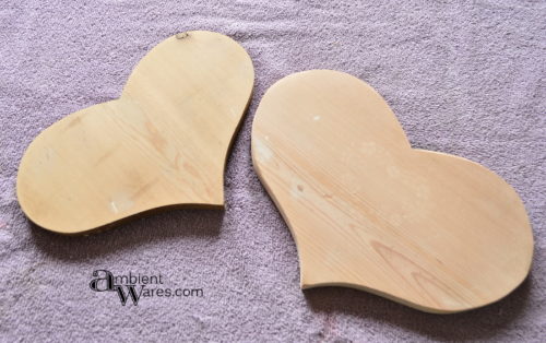 Wooden hearts with wood filler by AmbientWares.com