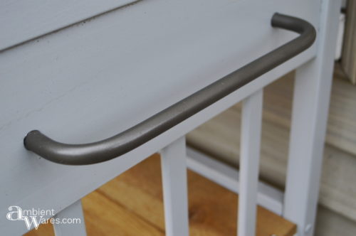 Metal handle still looks good after spray painting and being outside - Changing table to potting bench - ambientwares.com