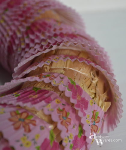 Side View Of The Cupcake Liners Wrapped Around The DIY Spring Wreath ambientwares.com