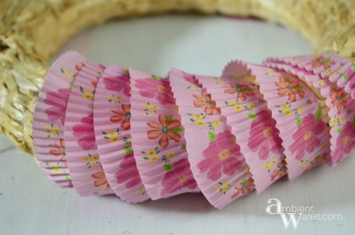 The Cupcake Liners Wrapped Around The DIY Spring Wreath ambientwares.com