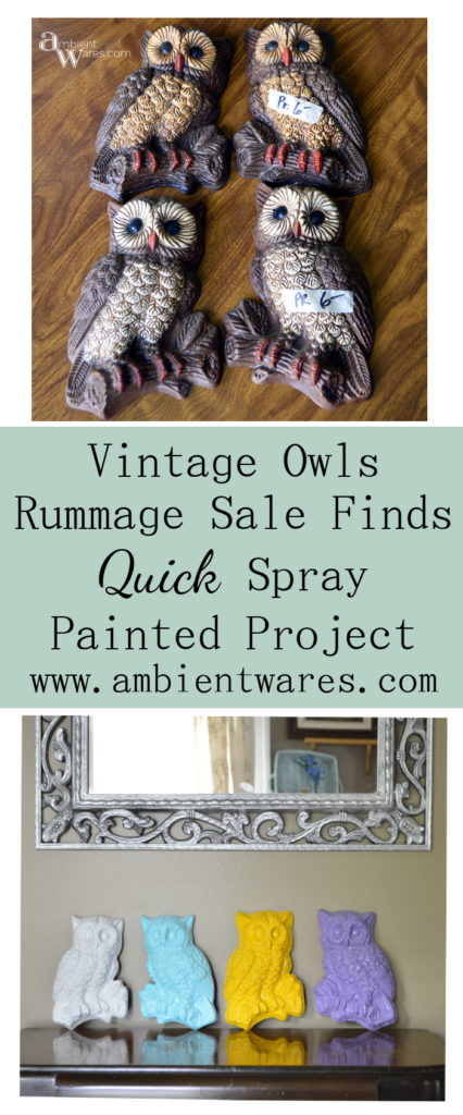 Easy spray painted vintage owl wall hangings ambientwares.com