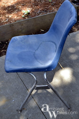 Don't throw away that disgusting plastic chair just yet. Repurpose the metal legs and DIY your own industrial style side table! For this and more unique ideas, visit AmbientWares.com