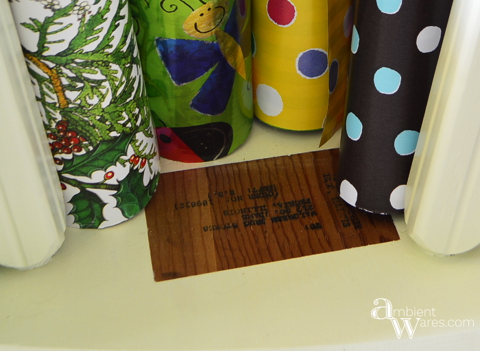 Repurposed_Upside_Down_Stool_Gift_Wrapping_Paper_Ribbon_Station_Finished_Project_4_ambientwares.com
