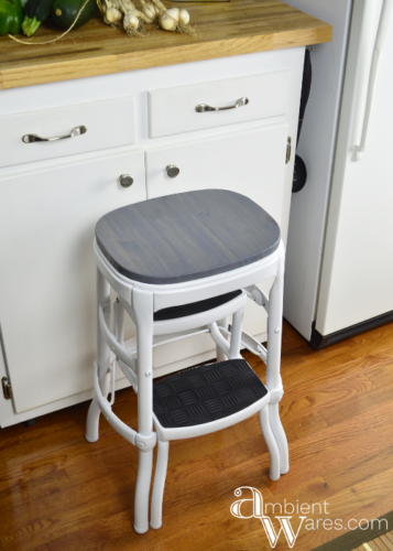 This Vintage Cosco Step Stool got a modern farmhouse makeover! www.AmbientWares.com