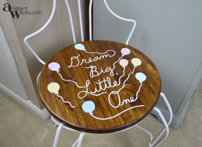 This vintage vanity chair gets a great little makeover. Your little one would love a chair like this! Find inspiration at AmbientWares.com!