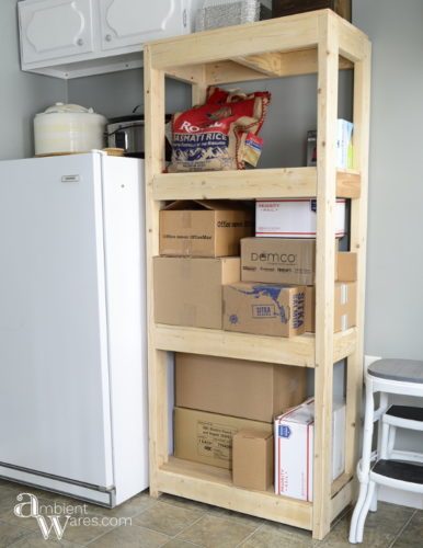 If you need extra storage, consider building your own shelving unit. Customization is a neccesity in our small home. To see this and other DIY projects, visit AmbientWares.com