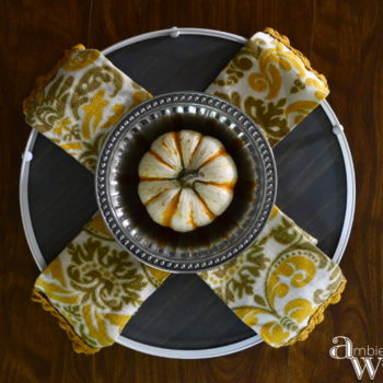 Not only is this Lazy Susan beautiful, it's made using a salvaged glass table lamp trim piece and a scrap piece of wood! AmbientWares.com