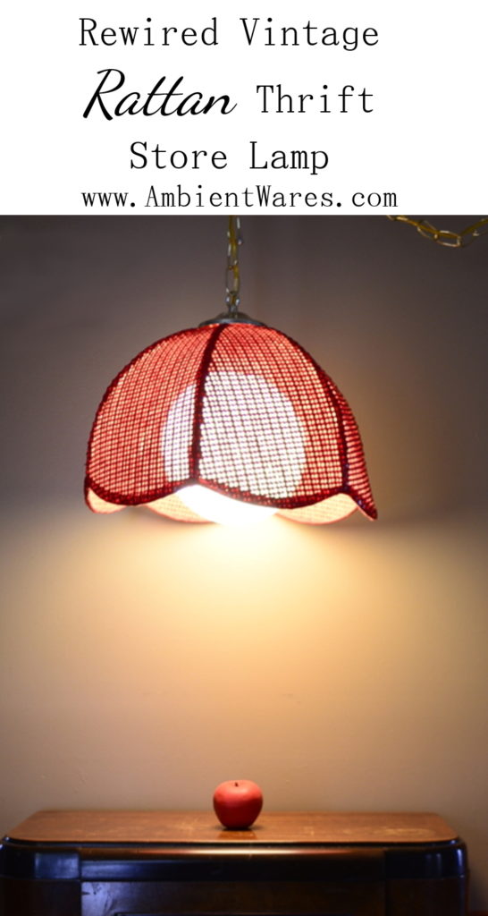 Please tell me you'd buy this vintage rattan swag lamp too if you found it at the thrift store! All this pendant lamp needed was new wiring so I bought a swag light kit and voila! For this and more fun project ideas, visit AmbientWares.com! #swaglamp #lampprojects #rewirealamp